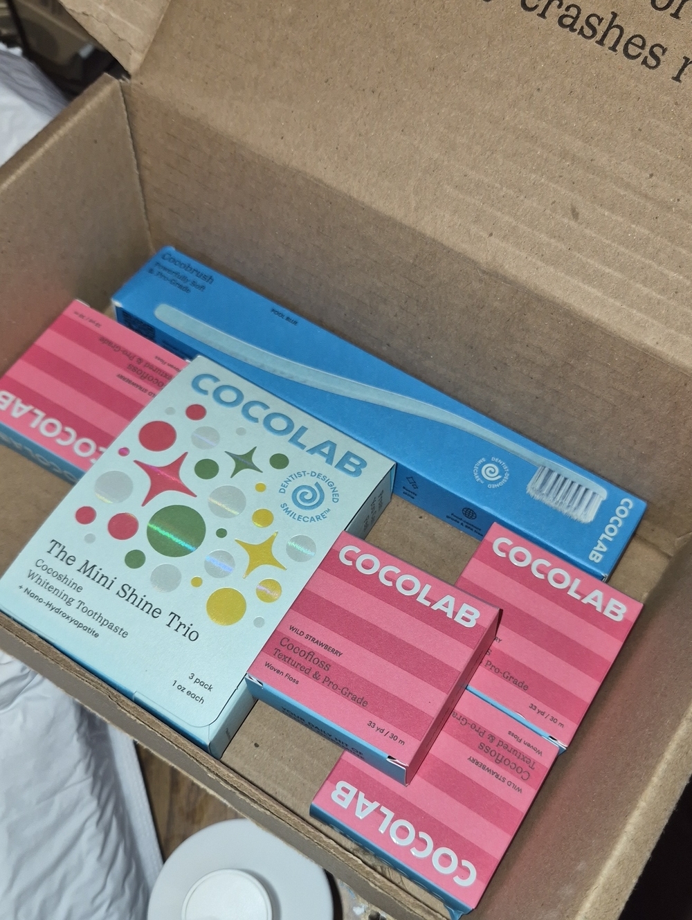 Cocolab Pink Mini Shine Trio & Strawberry Toothpaste Set Nwt